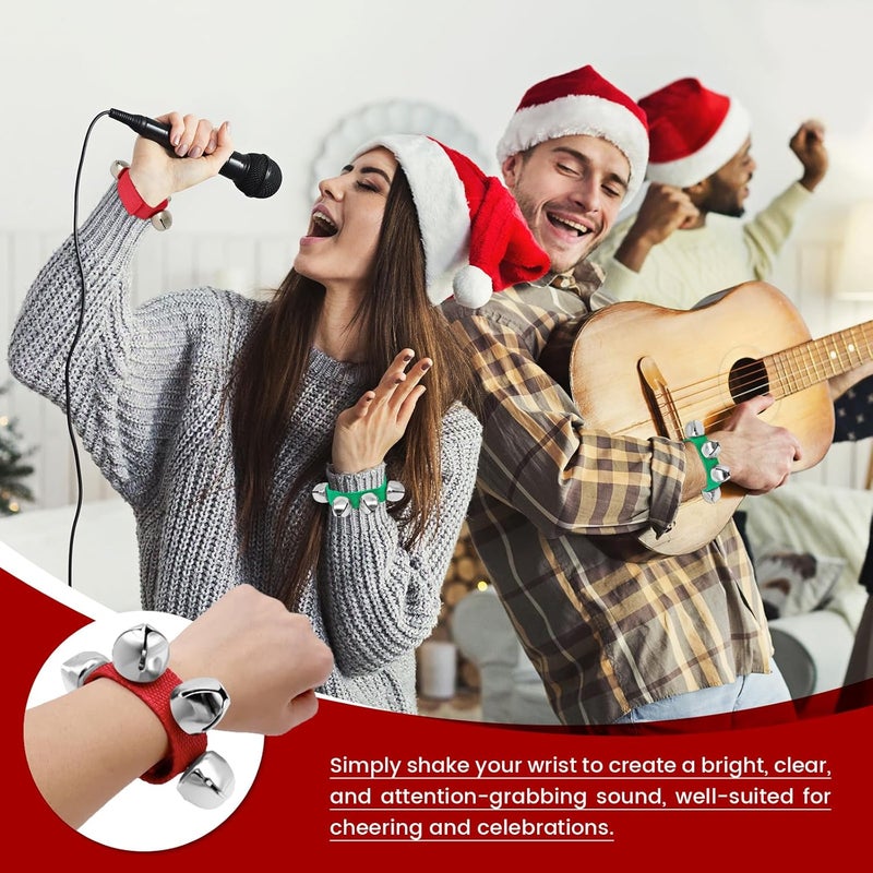 Jgalnim 8 PCS Christmas Wrist Bells, Wrist Band Jingle Bells Percussion Instruments Musical Rhythm Toys for Chrismtas Party Favors Decorations - Image 4